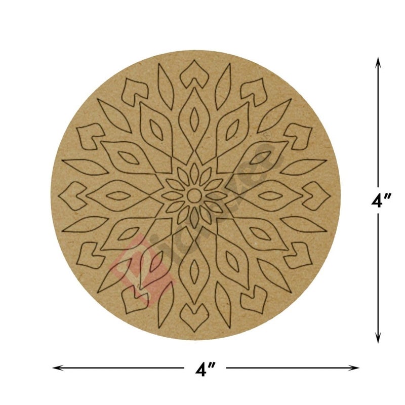 PICRAZEE DIY Engineered Pine MDF Pre-Marked 12 Round Plates Size 4x4 inch and 5.5 mm Thickness– Ideal for Art and Craft, Resin Art, Decoupage, and DIY Projects - Image 2