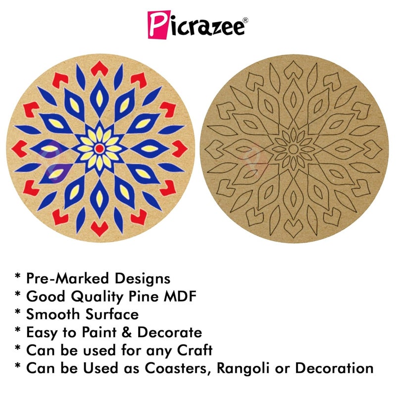 PICRAZEE DIY Engineered Pine MDF Pre-Marked 12 Round Plates Size 4x4 inch and 5.5 mm Thickness– Ideal for Art and Craft, Resin Art, Decoupage, and DIY Projects - Image 3