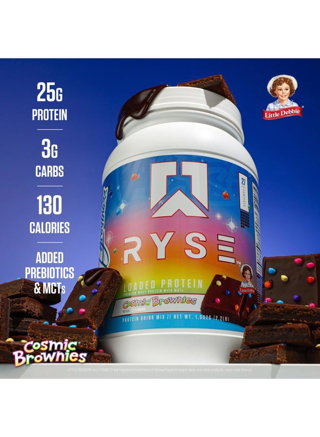 RYSE Up Supplements RYSE Loaded Protein Powder - Little Debbie Cosmic Brownie - 25g Whey Protein Isolate & Concentrate with Prebiotic Fiber & MCTs - Low Carb, Low Sugar, Digestive-Friendly - 54 Servings / 4 lb Tub - Image 4