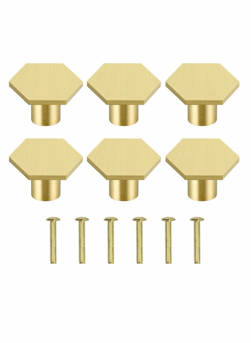 Captaintech Cabinet Knobs Gold Drawer Knobs Solid Brass Cupboard Knobs with 6 Screws for Drawer, Wardrobe, Cabinets, Doors, Decoration （6Pcs ） - Image 1