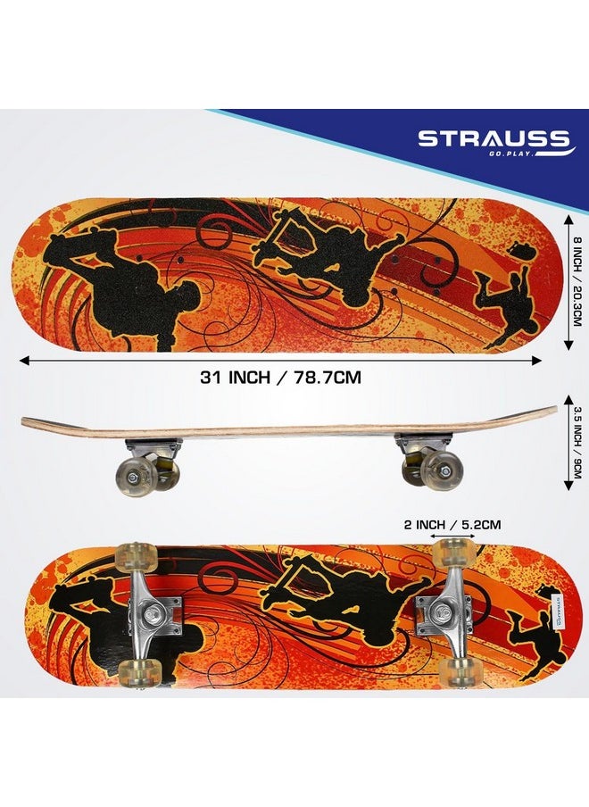 STRAUSS - Bronx Yb Lightweight Skateboard With Unique Graphics|31 X 8 Inches With 8 Layer Maple Deck With High Density & Non-Slip Waterproof Grip Tape|2 Inch Pu Wheels|Smooth Ride|For 8 Years And Above - Image 1