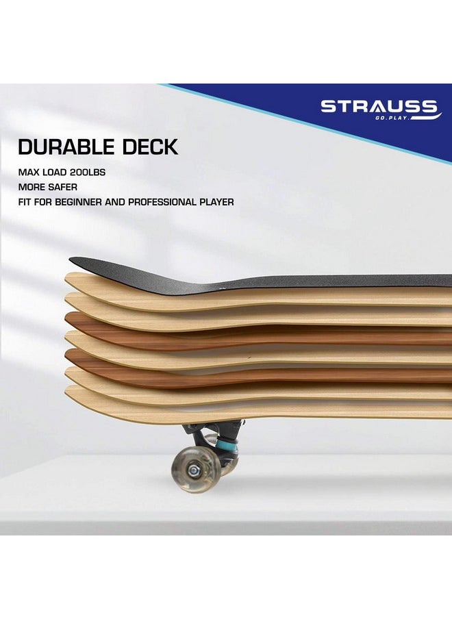 STRAUSS - Bronx Yb Lightweight Skateboard With Unique Graphics|31 X 8 Inches With 8 Layer Maple Deck With High Density & Non-Slip Waterproof Grip Tape|2 Inch Pu Wheels|Smooth Ride|For 8 Years And Above - Image 1