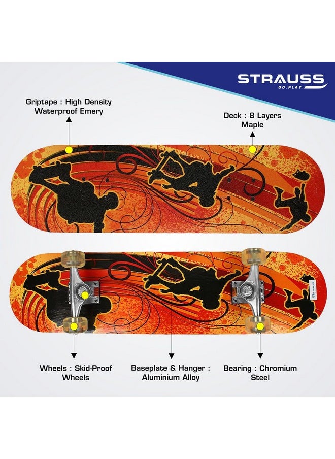 STRAUSS - Bronx Yb Lightweight Skateboard With Unique Graphics|31 X 8 Inches With 8 Layer Maple Deck With High Density & Non-Slip Waterproof Grip Tape|2 Inch Pu Wheels|Smooth Ride|For 8 Years And Above - Image 1