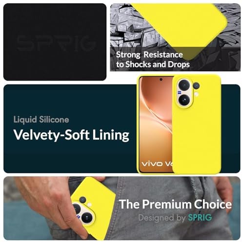 SPRIG Compatible with Vivo V60 Premium SilkTone Back Cover Drop Tested Shock Proof Mobile Case for Men, Women, Boys and Girls with Camera Protection (Shining Yellow) - Image 2