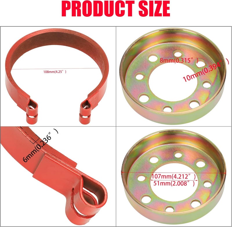 GREHUA مجموعة كابل فرامل درام خلفية لجولف كارت GREHUA 4" - أحمر - Image 2