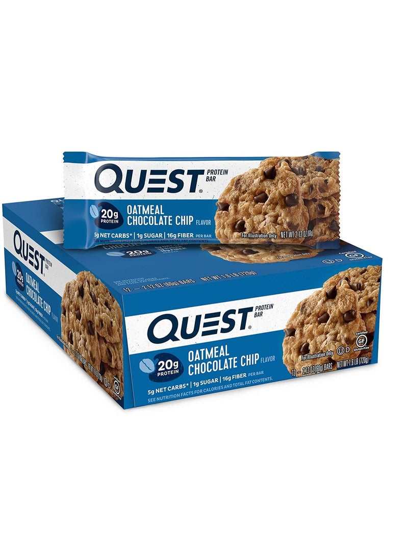 QUEST NUTRITION - Quest Nutrition Oatmeal Chocolate Chip Protein Bar 12 Count - Image 1