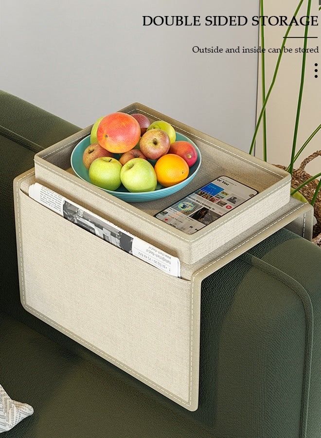 DUNISO Sofa Armrest Organizer With A Top Tray Chair Arm TV Remote Holder for Recliner Couch Armchair Caddy Bedside Storage Pockets Bag for Cellphone Tablet Book Magazines  Holder Pouch - Image 5