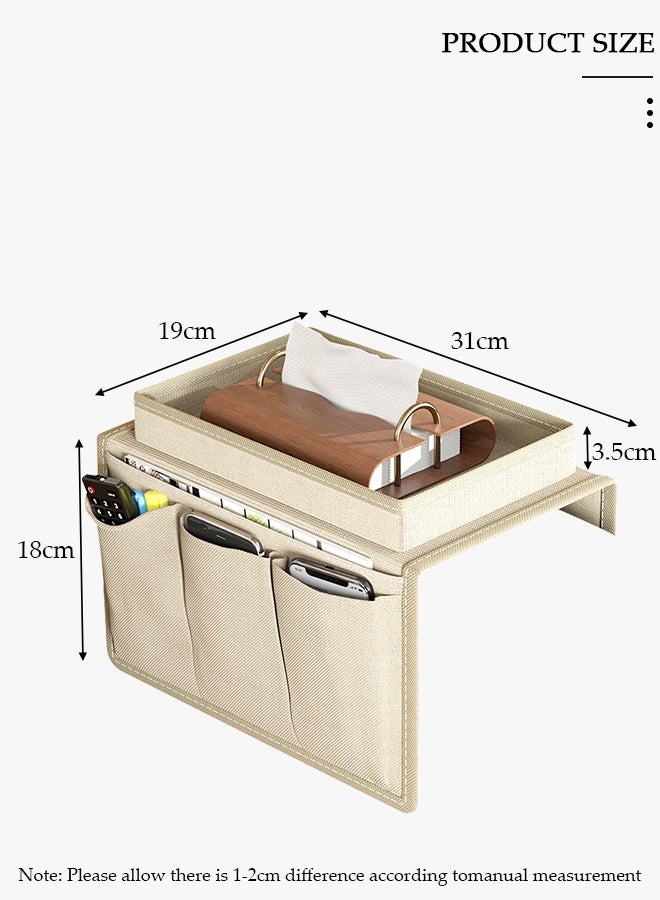 DUNISO Sofa Armrest Organizer With A Top Tray Chair Arm TV Remote Holder for Recliner Couch Armchair Caddy Bedside Storage Pockets Bag for Cellphone Tablet Book Magazines  Holder Pouch - Image 2