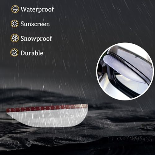 Pincuttee 2PC Side Mirror Visor Rain Guards,Car Rear View Mirror Rain Cover,Silicone Rain Shield,Mirror Cover Rubber Visor Guard(Transparent,2Pack) - Image 4