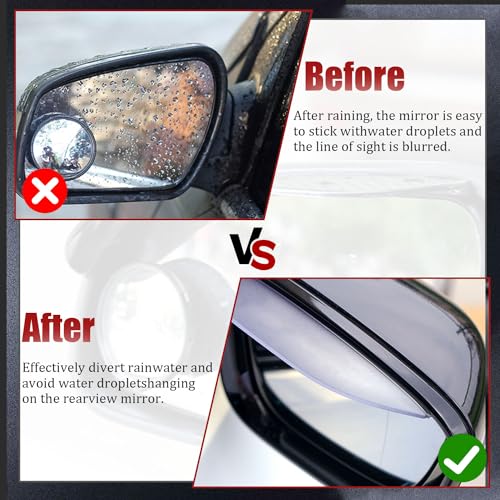 Pincuttee 2PC Side Mirror Visor Rain Guards,Car Rear View Mirror Rain Cover,Silicone Rain Shield,Mirror Cover Rubber Visor Guard(Transparent,2Pack) - Image 3