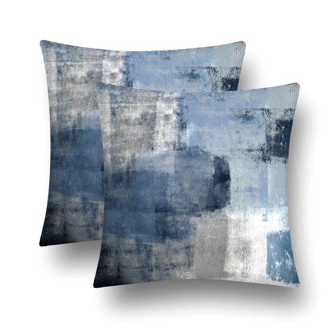 Blue Velvet Abstract Pillow Covers Set of 2 Modern Accent Navy Gray Throw Pillow Cover Soft Elegant Decorative Couch Cushion Cover for Bed Living Room Outdoor Sofa Pillowcases 18x18 Inches