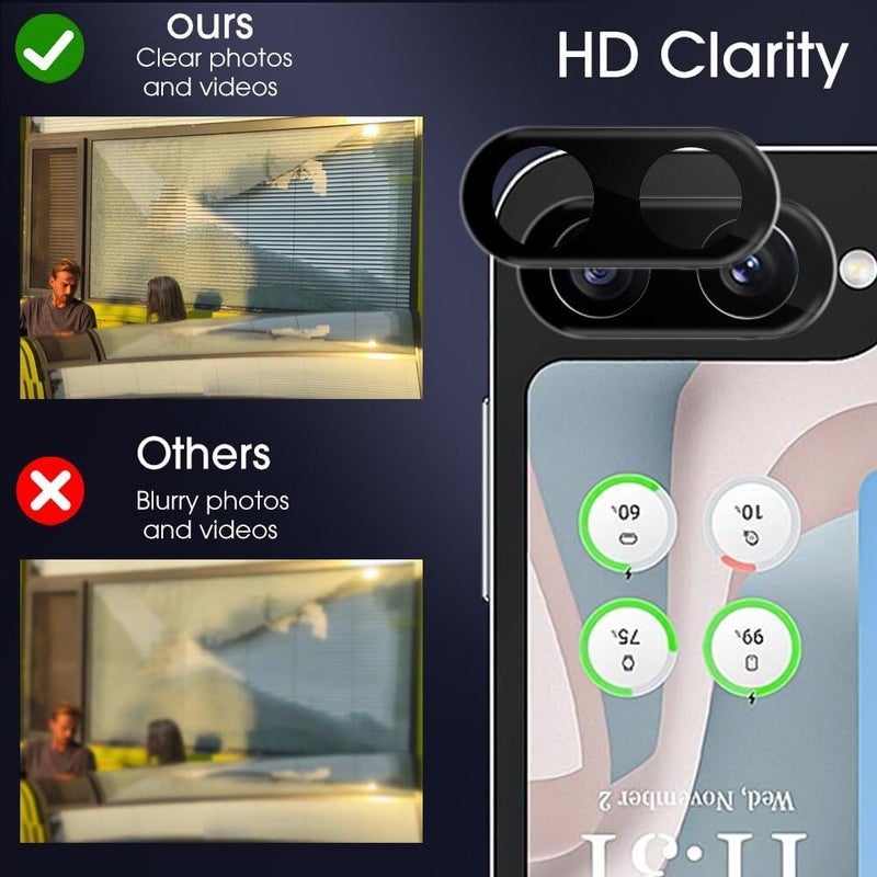 WonReza Back Camera Glass Protector for Samsung Z Flip 6 5G [3D Premium] Camera Lens Protector Guard (Black) - Image 2