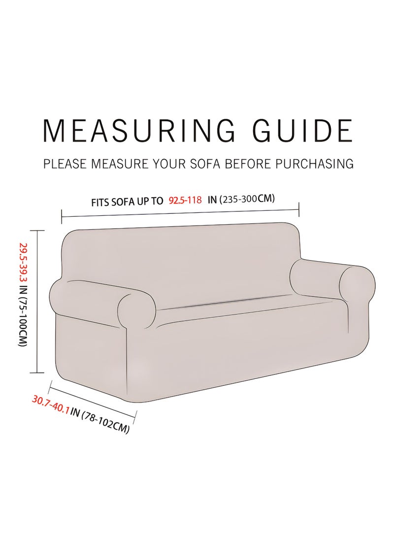 Fabienne Stretch Fit 4-Seater Sofa Cover Soft Brushed Fabric Couch Cover Exquisitely Full Coverage Furniture Protector Slipcover Four Seater Fits on Standard and Recliner Sofa 235-300cm Size Black  - Image 2