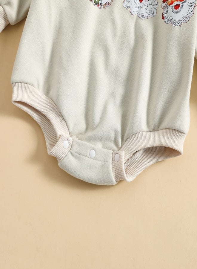 MERSARIPHY Baby Christmas Clothes Baby Boy Girl Sweatshirt Romper Santa Baby Romper Tops Fall Winter Outfits (White Four Santa, 6-12 Months) - Image 5