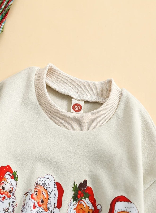 MERSARIPHY Baby Christmas Clothes Baby Boy Girl Sweatshirt Romper Santa Baby Romper Tops Fall Winter Outfits (White Four Santa, 6-12 Months) - Image 3