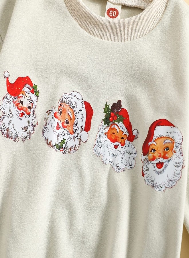 MERSARIPHY Baby Christmas Clothes Baby Boy Girl Sweatshirt Romper Santa Baby Romper Tops Fall Winter Outfits (White Four Santa, 6-12 Months) - Image 4