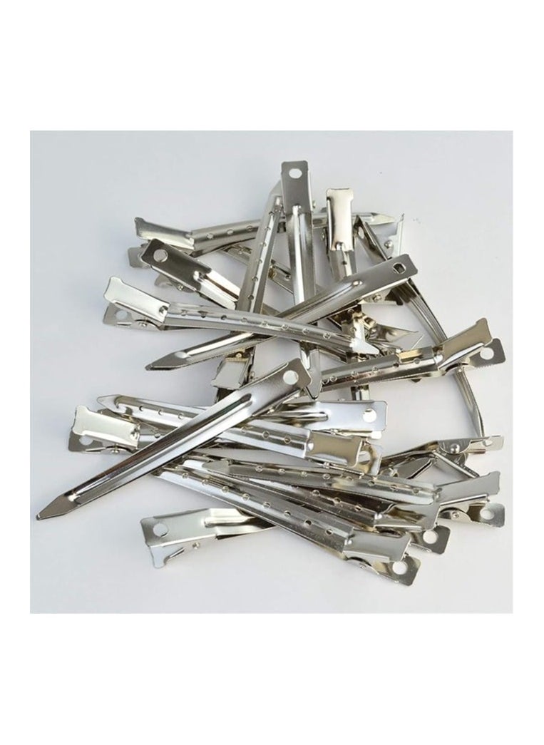 HotsUAE - 12 Packs Duck Bill Clips, 9cm Rustproof Metal Alligator Curl Clips with Holes for Hair Styling, Hair Coloring, Silver - Image 1