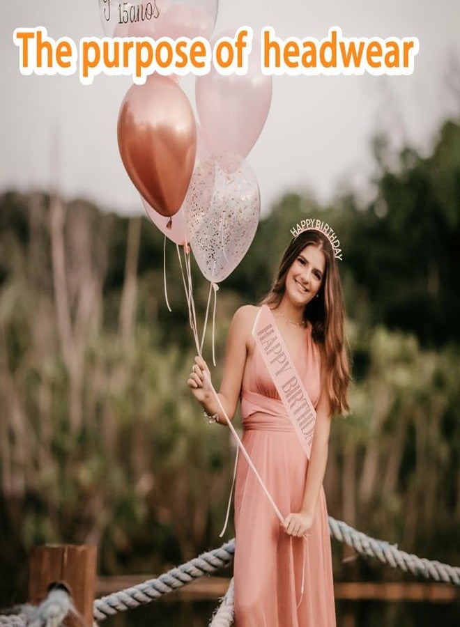 YangQian Happy Birthday Headband and Sash for Womens Birthday Party Hairband for Girls Bday Sash Head Band Bday Hair Band Supplies Happy Birth Day Tiara Birthdate Sashes Birth Date Hairbands Accessories Sashes - Image 3