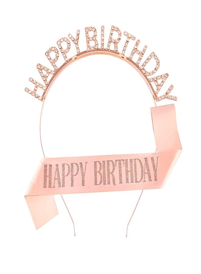 YangQian Happy Birthday Headband and Sash for Womens Birthday Party Hairband for Girls Bday Sash Head Band Bday Hair Band Supplies Happy Birth Day Tiara Birthdate Sashes Birth Date Hairbands Accessories Sashes - Image 1