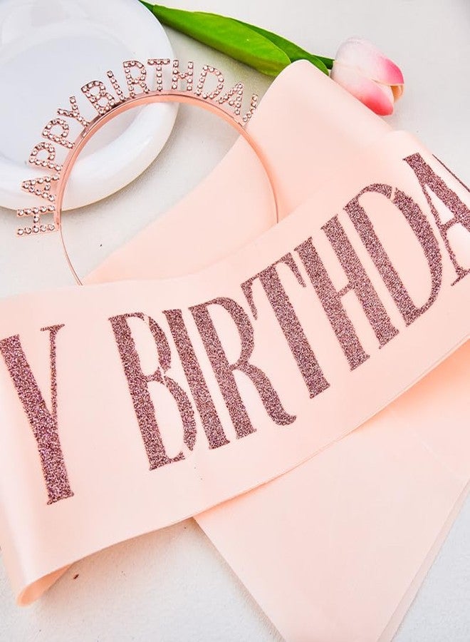YangQian Happy Birthday Headband and Sash for Womens Birthday Party Hairband for Girls Bday Sash Head Band Bday Hair Band Supplies Happy Birth Day Tiara Birthdate Sashes Birth Date Hairbands Accessories Sashes - Image 4