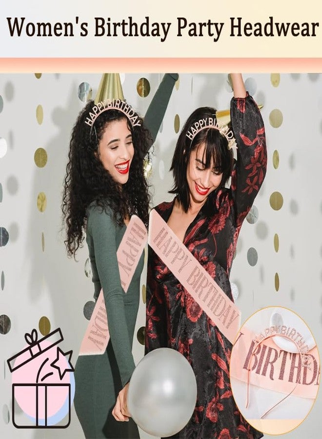 YangQian Happy Birthday Headband and Sash for Womens Birthday Party Hairband for Girls Bday Sash Head Band Bday Hair Band Supplies Happy Birth Day Tiara Birthdate Sashes Birth Date Hairbands Accessories Sashes - Image 2