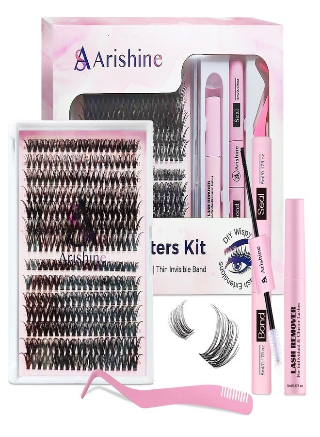 Arishine Lash Clusters Extension Kit: 280PCS Eyelash Clusters & Cluster Eyelash Extensions - 10-16mm D Curl Wispy DIY Lash Kit with Bond & Seal, Remover, Tweezers & Applicators - Thin Invisible Band - Image 1