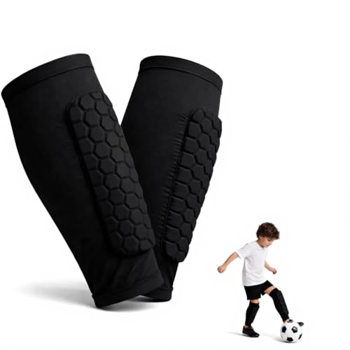 mgmooa Soccer Shin Defender Shin Guards Pads for Kids, Youth Adult, Football Calf Compression Sleeve with Honeycomb Pads, Shin Guard Soccer Sleeves for Boys, Girls, Support for Skiing Basketball Boxing 2pcs - Image 1