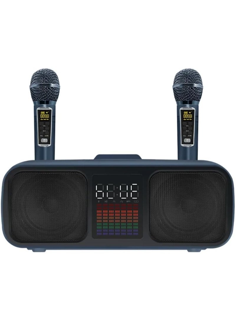 MUNTAQI S39 Karaoke Speaker with Dual Horns & Wireless Microphones, Portable Bluetooth Karaoke Machine for Adults & Kids, Home Party Entertainment System with Deep Bass, LED Lights, AUX/USB/TF Card Support - Image 1