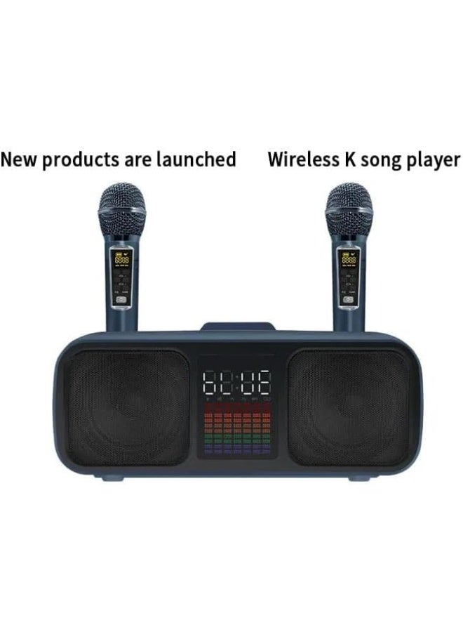 MUNTAQI S39 Karaoke Speaker with Dual Horns & Wireless Microphones, Portable Bluetooth Karaoke Machine for Adults & Kids, Home Party Entertainment System with Deep Bass, LED Lights, AUX/USB/TF Card Support - Image 2