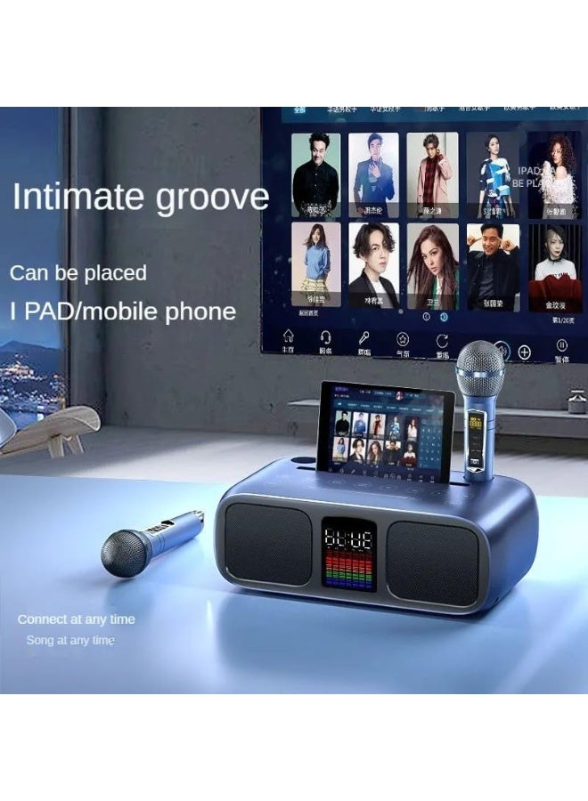 MUNTAQI S39 Karaoke Speaker with Dual Horns & Wireless Microphones, Portable Bluetooth Karaoke Machine for Adults & Kids, Home Party Entertainment System with Deep Bass, LED Lights, AUX/USB/TF Card Support - Image 5