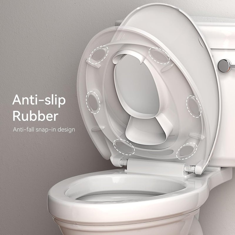 RT مقعد تدريب الحمام للأطفال من RT للأولاد والبنات يناسب المراحيض الطويلة مع قاعدة مطاطية مضادة للانزلاق وحاجز رذاذ سهل لتدريب الأطفال على استخدام الحمام وسهل التخزين - Image 5