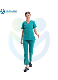 ACNORIA CARE Women's Medical Scrubs Consisting Of Two Pieces A Blouse And Pants, 35% Cotton And 65% Polyester Turquoise Color - Size L - From Acnoria Care  - Image 5