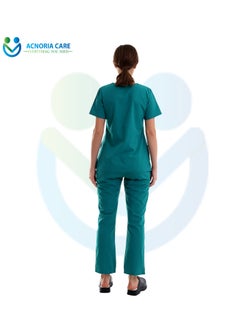 ACNORIA CARE Women's Medical Scrubs Consisting Of Two Pieces A Blouse And Pants, 35% Cotton And 65% Polyester Turquoise Color - Size L - From Acnoria Care  - Image 2