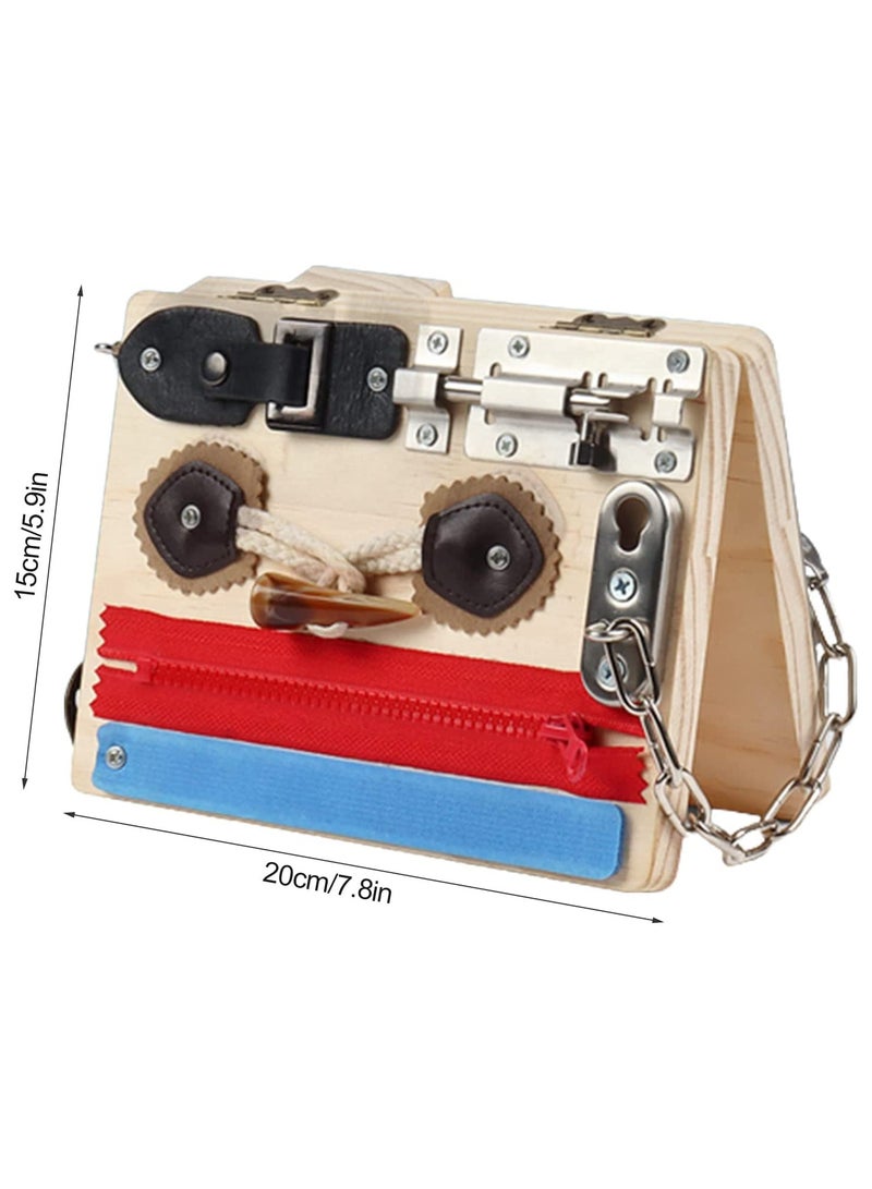 Montessori Wooden Busy Board Sensory Toy Educational Activity Set for Toddlers Travel Friendly Early Learning Skills and Fine Motor Development - Image 2