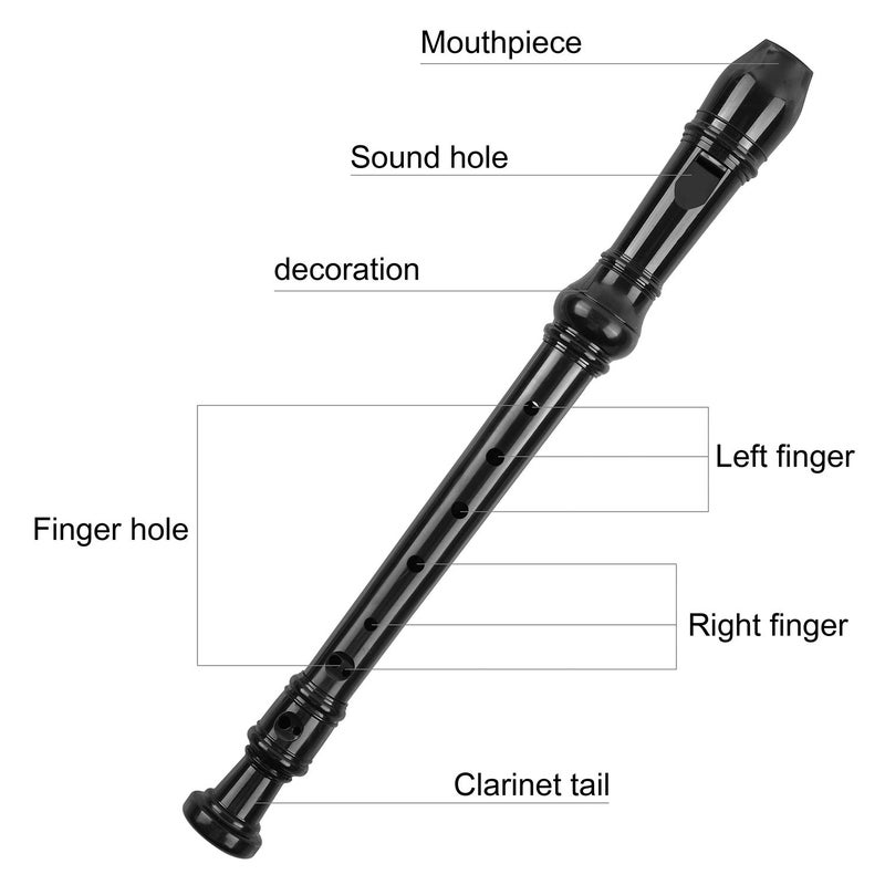 EastyGold Soprano Recorder Descant Flauta Recorder 8 Hole ABS Clarinet German Style Treble flute C Key With Fingering Chart Instructions with Cleaning Rod Bag - Image 3