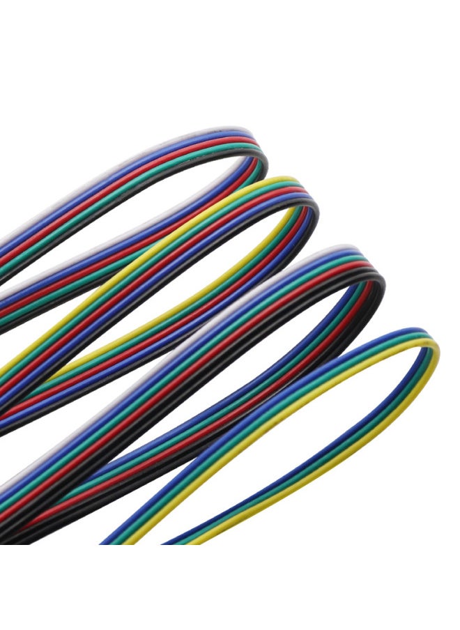 UL1007 Rehearsal Line Colorful RGB Light Strip Connection Extension Parallel Color Parallel Electronic Power Cord-Color:Six Parallel Lines Yellow, White, Blue, Red, Green And Black-Line Length:Ul1007-18
