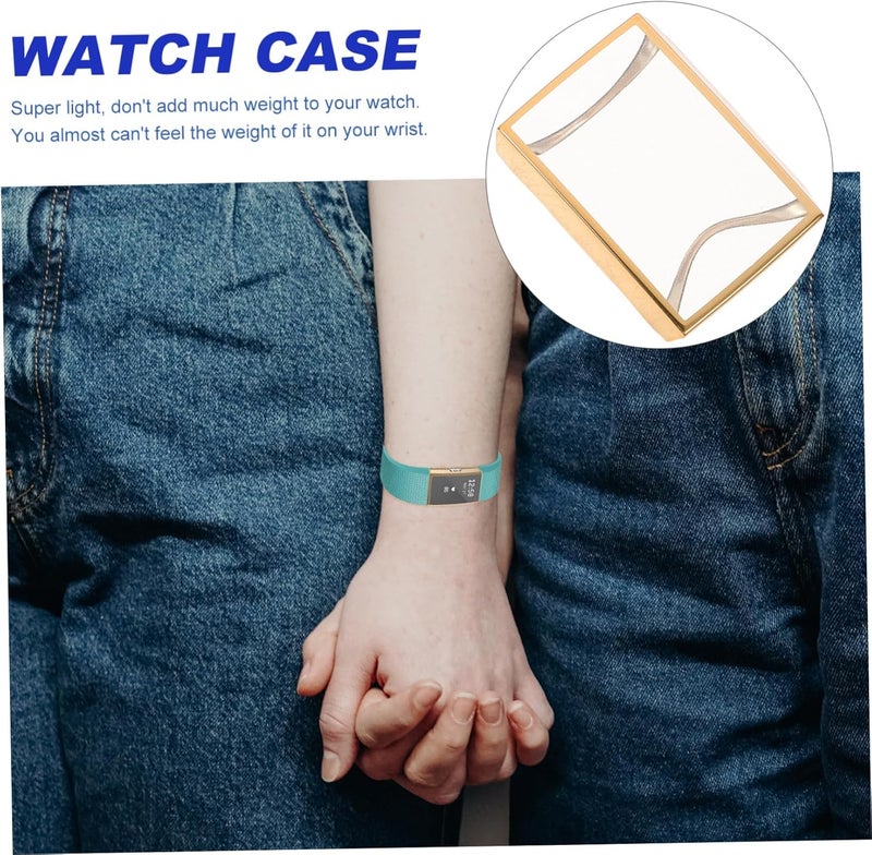 POPETPOP Protective Full Screen Plating Case for Durable Tpu Watch Cover Scratch Resistant Bumper Lightweight Design Easy Installation Golden Finish - Image 4