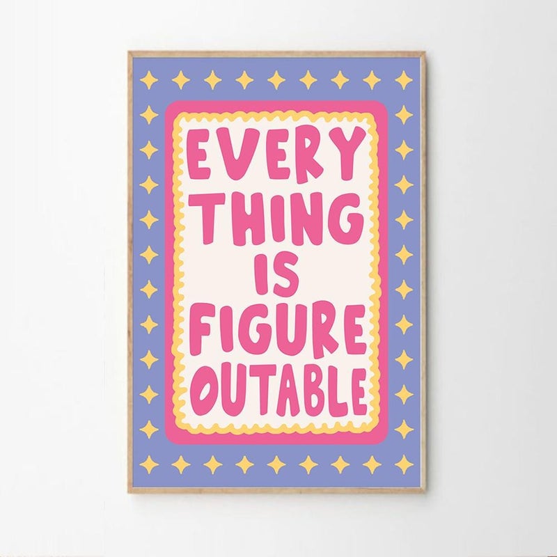TNESSENTIAL Everything Is Figureoutable Quote Art Canvas Poster, Trendy Wall Art, Funny Aesthetic Decor, Retro Home Decor, Printed Gift - Image 4