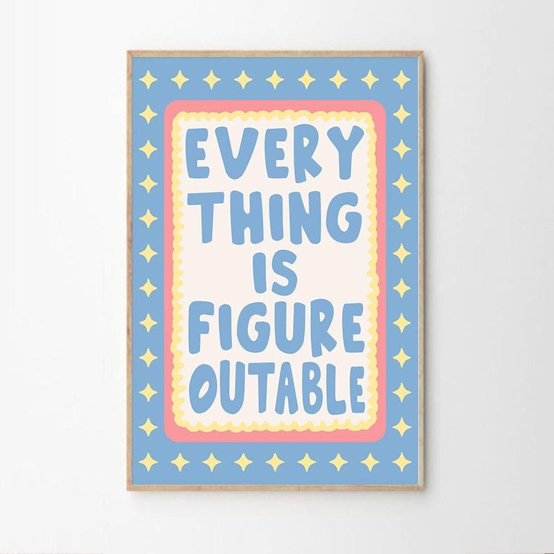 TNESSENTIAL Everything Is Figureoutable Quote Art Canvas Poster, Trendy Wall Art, Funny Aesthetic Decor, Retro Home Decor, Printed Gift - Image 1