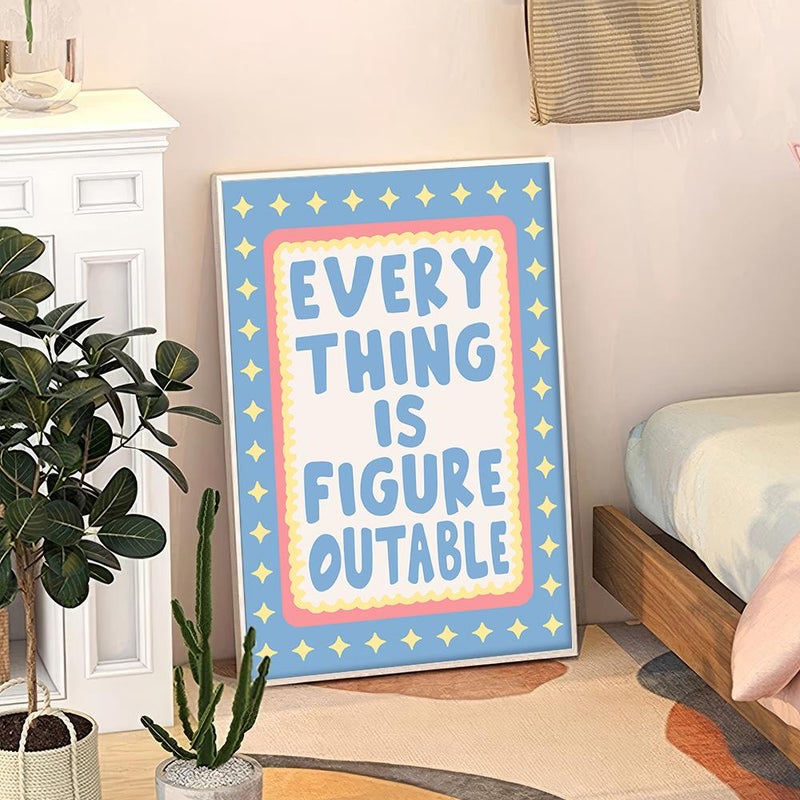 TNESSENTIAL Everything Is Figureoutable Quote Art Canvas Poster, Trendy Wall Art, Funny Aesthetic Decor, Retro Home Decor, Printed Gift - Image 2