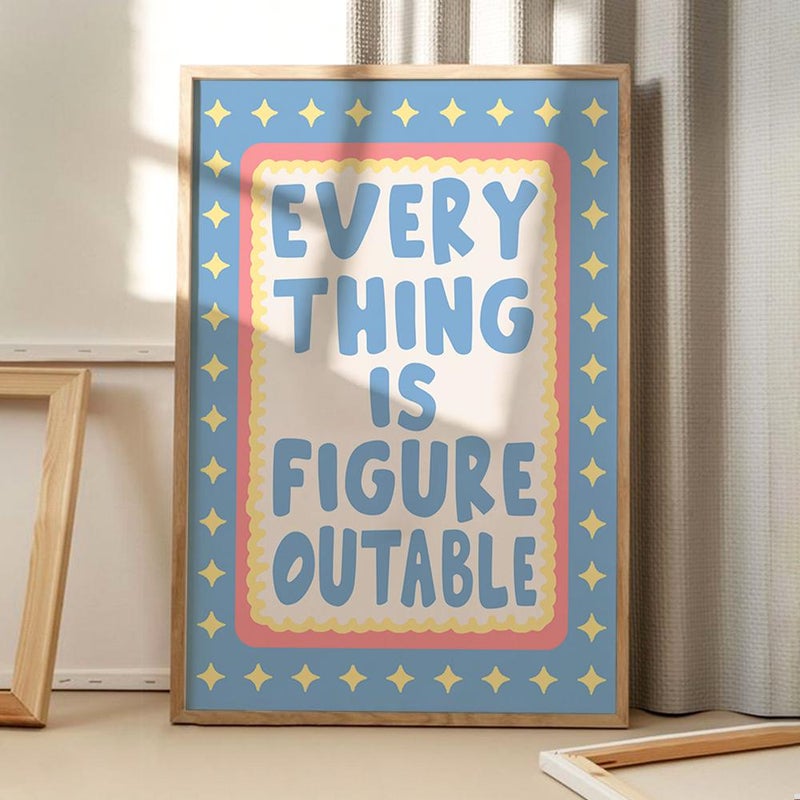 TNESSENTIAL Everything Is Figureoutable Quote Art Canvas Poster, Trendy Wall Art, Funny Aesthetic Decor, Retro Home Decor, Printed Gift - Image 3