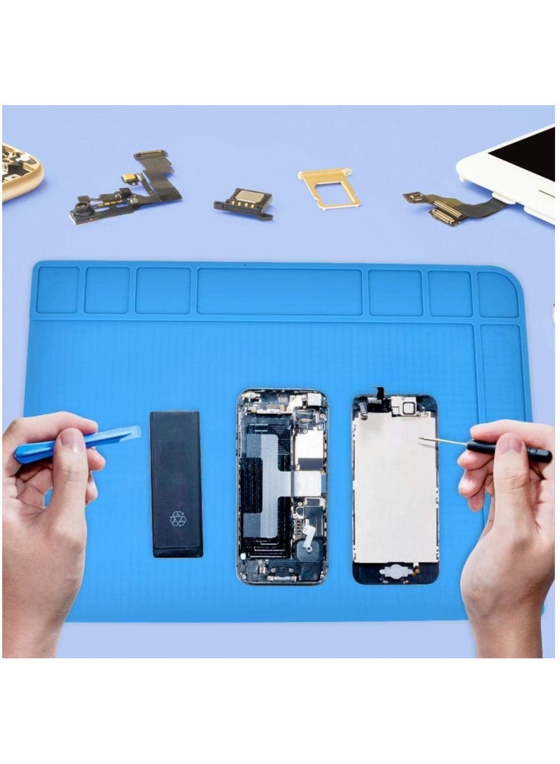 Rubik Soldering Mat 48x34cm, Silicone Heat Resistant Work Station Desk Pad for BGA Soldering Iron Workbench Cell Phone Laptop Repair (TE-508, Blue) - Image 3