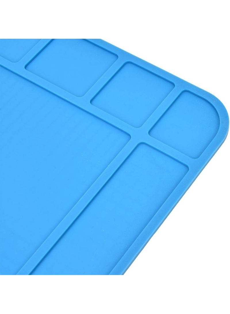 Rubik Soldering Mat 48x34cm, Silicone Heat Resistant Work Station Desk Pad for BGA Soldering Iron Workbench Cell Phone Laptop Repair (TE-508, Blue) - Image 4