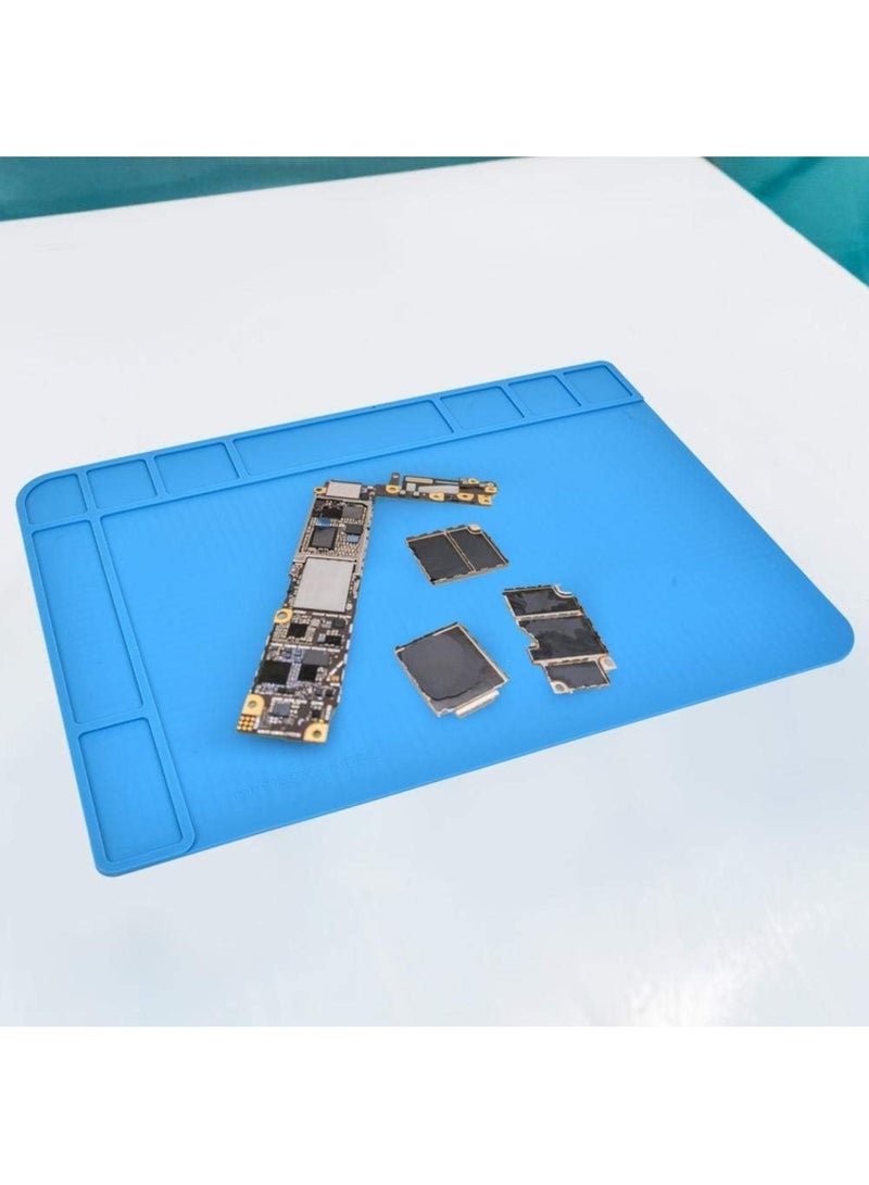 Rubik Soldering Mat 48x34cm, Silicone Heat Resistant Work Station Desk Pad for BGA Soldering Iron Workbench Cell Phone Laptop Repair (TE-508, Blue) - Image 5