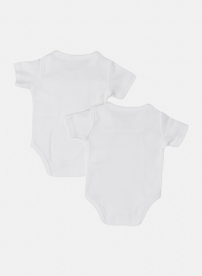 الصياد طقم من قطعتين بودي التفاف بأكمام قصيرة للاطفال – أبيض - Image 2