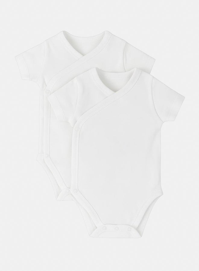 الصياد طقم من قطعتين بودي التفاف بأكمام قصيرة للاطفال – أبيض - Image 1