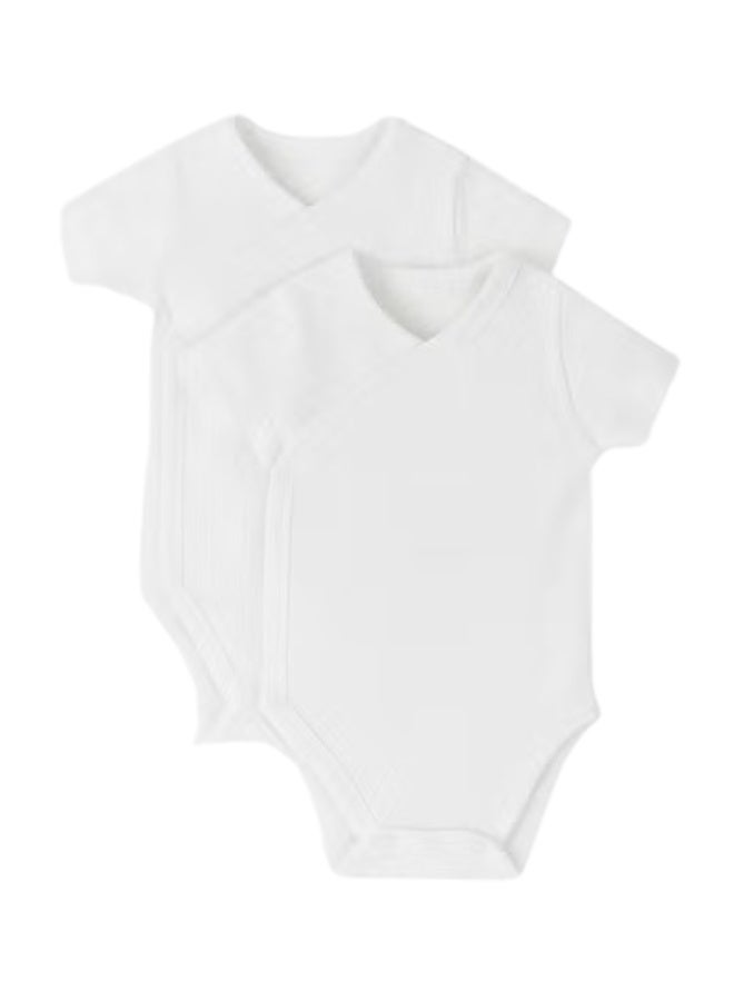 الصياد طقم من قطعتين بودي التفاف بأكمام قصيرة للاطفال – أبيض - Image 1