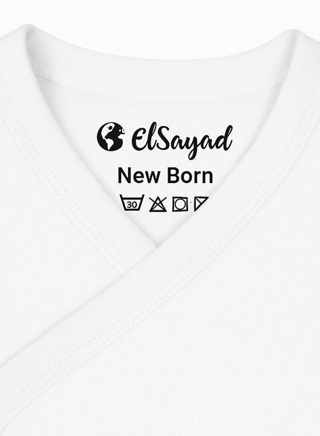 الصياد طقم من قطعتين بودي التفاف بأكمام قصيرة للاطفال – أبيض - Image 3