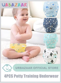 URbazaar Baby Potty Training Underwear for Boys and Girls, 4 Pack Absorbent Training Pants for Toddlers with Printed Reusable Cotton Toilet Training Pants for 12-18kg Kids (2-4 Years)  - Image 1