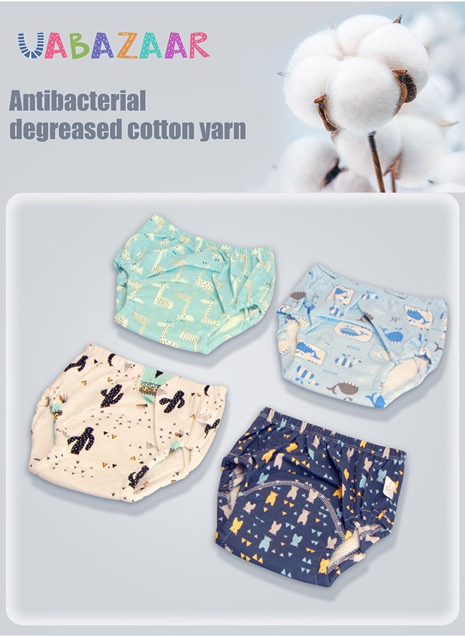 URbazaar Baby Potty Training Underwear for Boys and Girls, 4 Pack Absorbent Training Pants for Toddlers with Printed Reusable Cotton Toilet Training Pants for 12-18kg Kids (2-4 Years)  - Image 3